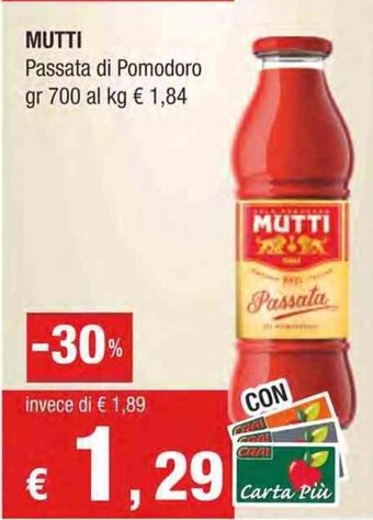 Crai MUTTI Passata di Pomodoro gr 700 offerta