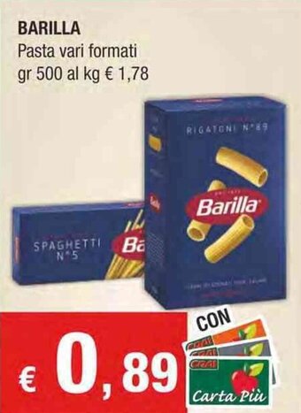Crai BARILLA Pasta vari formati gr 500 offerta