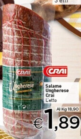 Crai Salame Ungherese Crai L'etto offerta