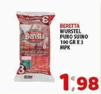 Mio Market BERETTA WURSTEL PURO SUINO 100 GR X 3 MPK offerta
