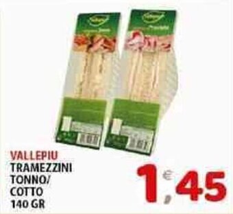 Mio Market VALLEPIU TRAMEZZINI TONNO/ COTTO 140 GR offerta