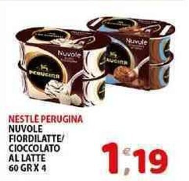 Mio Market NESTLE PERUGINA NUVOLE FIORDILATTE CIOCCOLATO AL LATTE 60 GRX 4 offerta