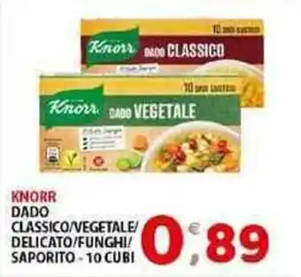 Mio Market KNORR DADO CLASSICO/VEGETALE/ DELICATO/FUNGHI/ SAPORITO-10 CUBI offerta