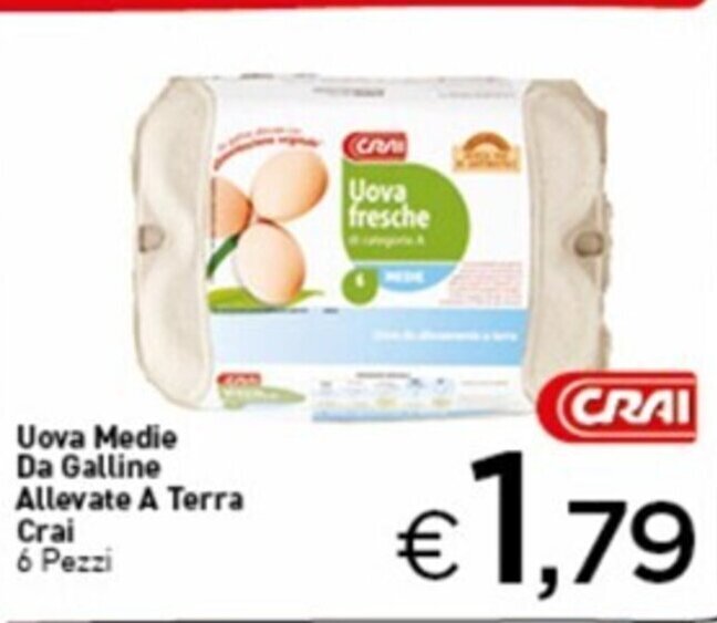 Crai Uova Medie Da Galline Allevate A Terra Crai 6 Pezzi offerta