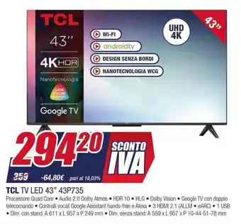 TCL TV LED 43" 43P735