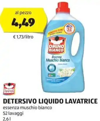 ALDI OMINO BIANCO DETERSIVO LIQUIDO LAVATRICE 52 lavaggi offerta