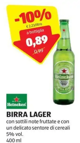 ALDI Heineken BIRRA LAGER 400 ml offerta