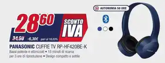 Trony PANASONIC CUFFIE TV RP-HF420BE-K offerta