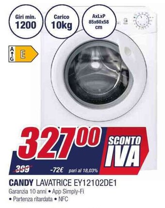 Trony CANDY LAVATRICE EY12102DE1 offerta