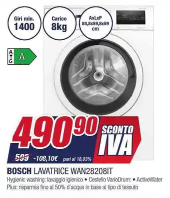 Trony BOSCH LAVATRICE WAN28208IT offerta
