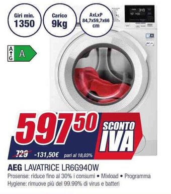 Trony AEG LAVATRICE LR6G940W offerta