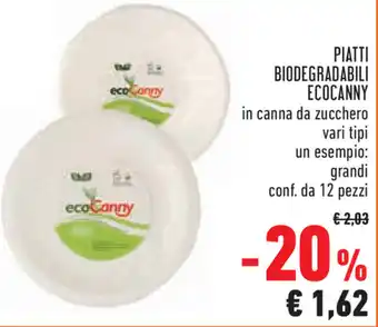 Conad ecoCanny Piatti Biodegradabili 12pz. offerta