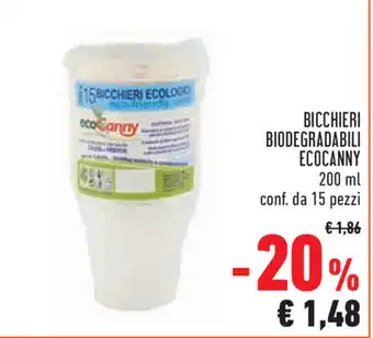 Conad ecoCanny Bicchieri Biodegradabili 15pz. 200ml offerta