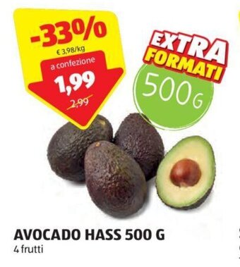ALDI AVOCADO HASS 500 G 4 frutti offerta