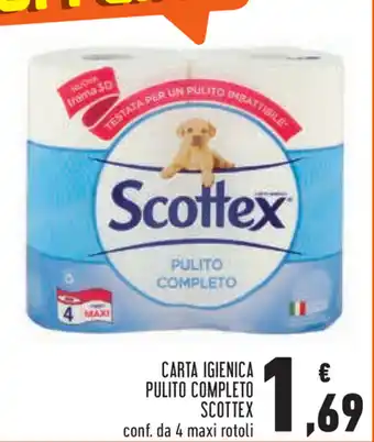 Conad Scottex Carta Igienica Pulito Completo 4 maxi rotoli offerta