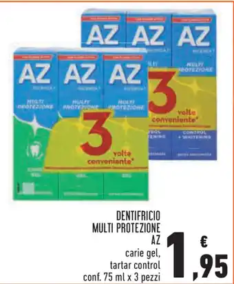 Conad AZ Multi Protezione Dentifricio 75ml x 3 pezzi offerta