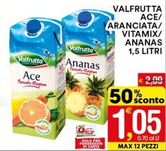 Gecop VALFRUTTA ACE/ ARANCIATA/ VITAMIX/ ANANAS 1,5 LITRI offerta