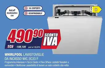 WHIRLPOOL LAVASTOVIGLIE DA INCASSO WIC 3C33 F