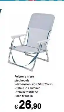 Iper La Grande Poltrona mare pieghevole dimensioni 40 x 56 x 70 cm offerta