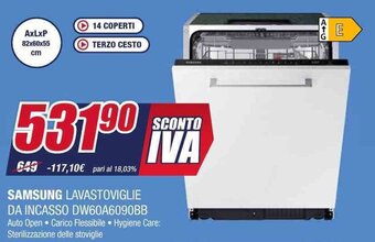 SAMSUNG LAVASTOVIGLIE DA INCASSO DW60A6090BB