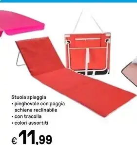 Stuoia spiaggia pieghevole con poggia schiena reclinabile
