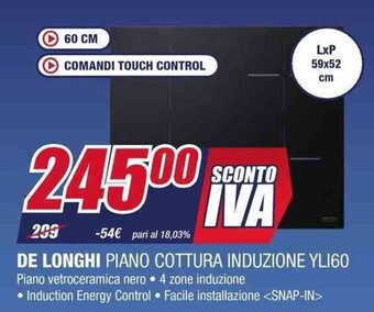 Trony DE LONGHI PIANO COTTURA INDUZIONE YLI60 offerta