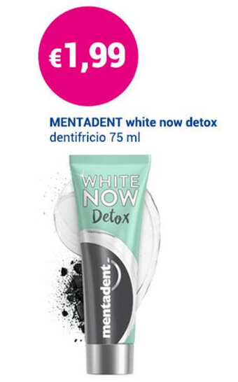 Acqua & Sapone Mentadent White Now detox dentifricio 75ml offerta