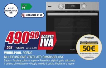 WHIRLPOOL FORNO MULTIFUNZIONE VENTILATO OMSR58RUOSX