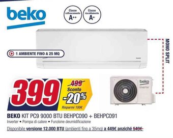 Trony BEKO KIT PC9 9000 BTU BEHPC090 + BEHPC091 offerta