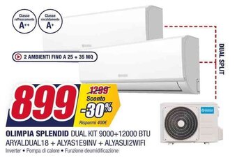 OLIMPIA SPLENDID DUAL KIT 9000+12000 BTU ARYALDUAL 18+ ALYAS1E9INV + ALYASUI2WIFI