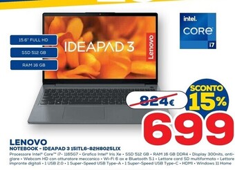 Lenovo notebook - ideapad 3 15itl6-82h8025lix