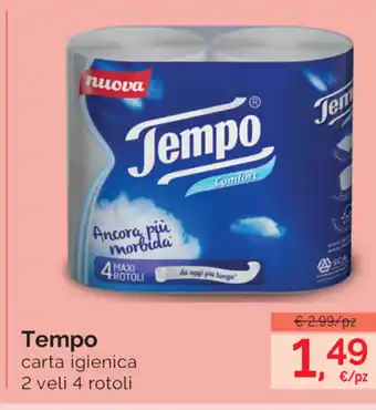 Prodet Tempo Carta Igienica 2 veli 4 rotoli offerta