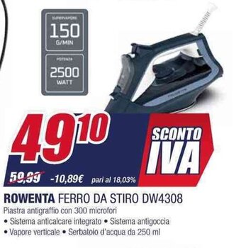 ROWENTA FERRO DA STIRO DW4308