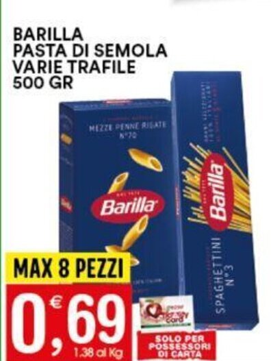 Gecop BARILLA PASTA DI SEMOLA VARIE TRAFILE 500 GR offerta