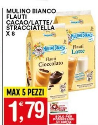 MULINO BIANCO FLAUTI CACAO/LATTE/ STRACCIATELLA x 8