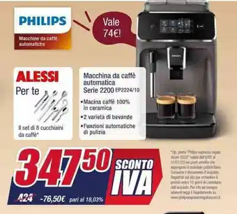 PHILIPS Macchina da caffè automatica Serie 2200 EP2224/10