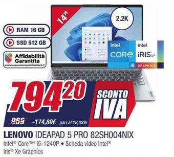 Trony LENOVO IDEAPAD 5 PRO 82SH004NIX offerta