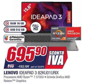 Trony LENOVO IDEAPAD 3 82KU01URIX offerta