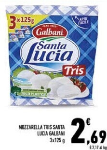 Conad City Galbani mozzarella tris santa lucia offerta