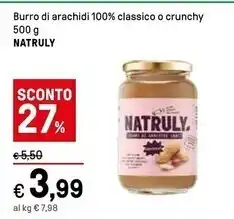 Iper La Grande Natruly burro di arachidi 100% classica offerta