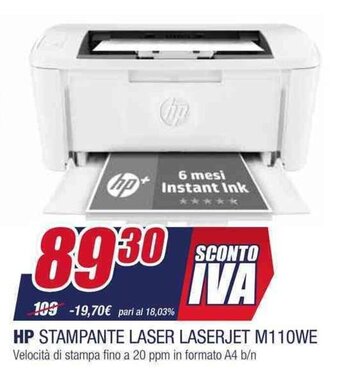 Trony HP STAMPANTE LASER LASERJET M110WE offerta