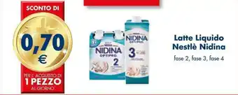 Esselunga Latte Liquido Nestlè Nidina fase 2, fase 3, fase 4 offerta