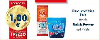 Esselunga Cura lavatrice Sole 250 ml/ Finish Power conf. 48 tabs offerta