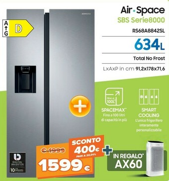 Expert Samsung RS68A8842SL Frigorifero Side-by-side Libera Installazione 609 L D Grigio offerta
