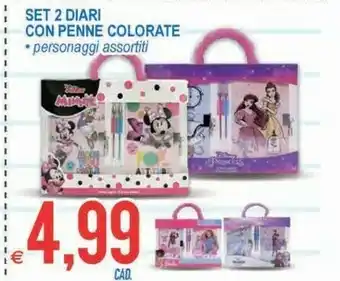 MD Discount Set 2 Diari Con Penne Colorate offerta