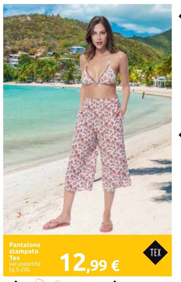 Carrefour Pantalone stampato Tex var.assortite tg S-2XL offerta