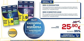 Euronics Oral b eb50-9 crossaction, eb60-9 sensitive clean offerta