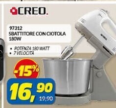 Creo 97312 sbattitore con ciotola 180w