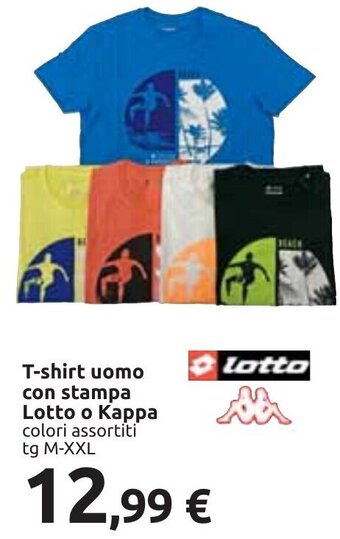 Carrefour T-shirt uomo con stampa Lotto o Kappa colori assortiti tg M-XXL offerta