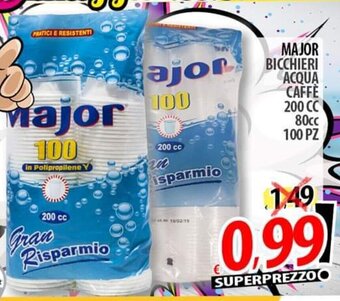Il Genio Supermercato MAJOR BICCHIERI ACQUA CAFFE 200 CC 80cc 100 PZ offerta